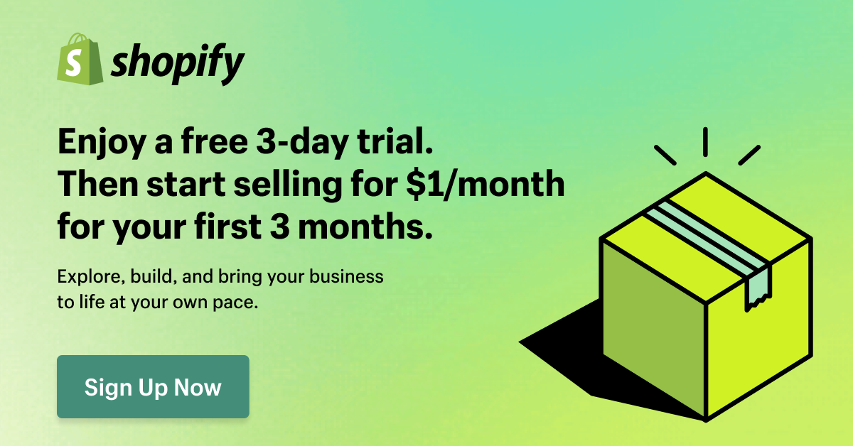 Shopify - Enjoy a free 3 Month Trial Banner